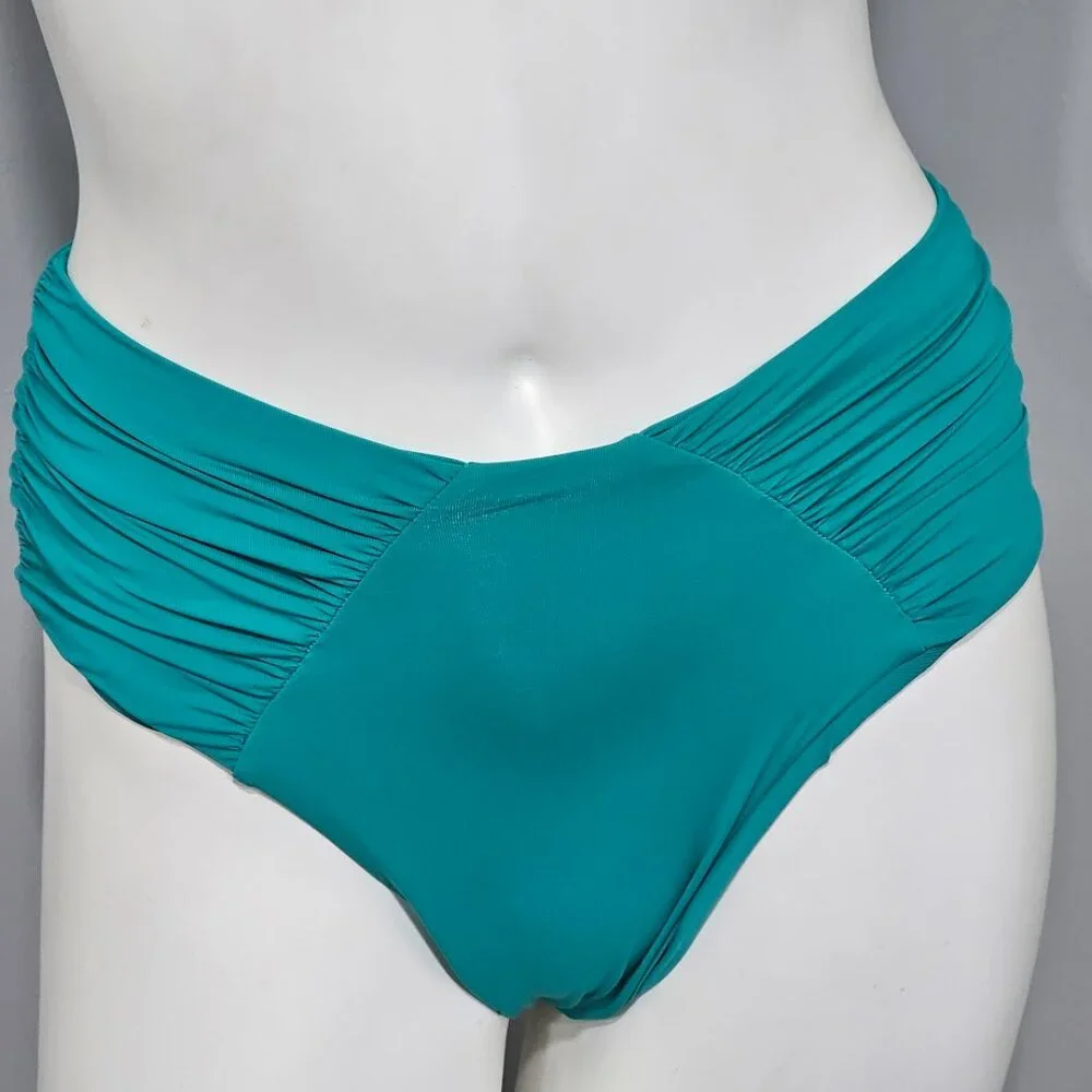 Becca Ruched High-Waist Bikini Bottoms - Picture 2 of 9